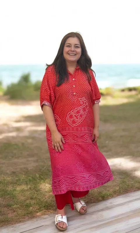 Besticktes Musselin Sommer-Set - Mohini - Ombré Zweiteiler